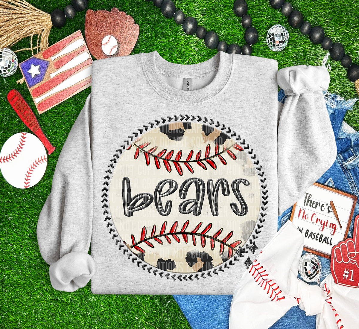 Bears baseball background (Caplinger) DTF transfer