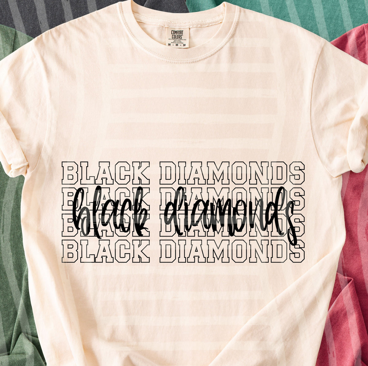 black diamonds simple stacked outlines (Caplinger) DTF Transfer