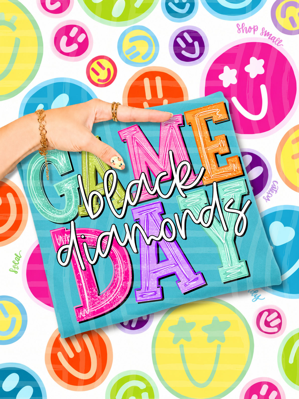 black diamonds simply colorful game day (caplinger) DTF Transfer