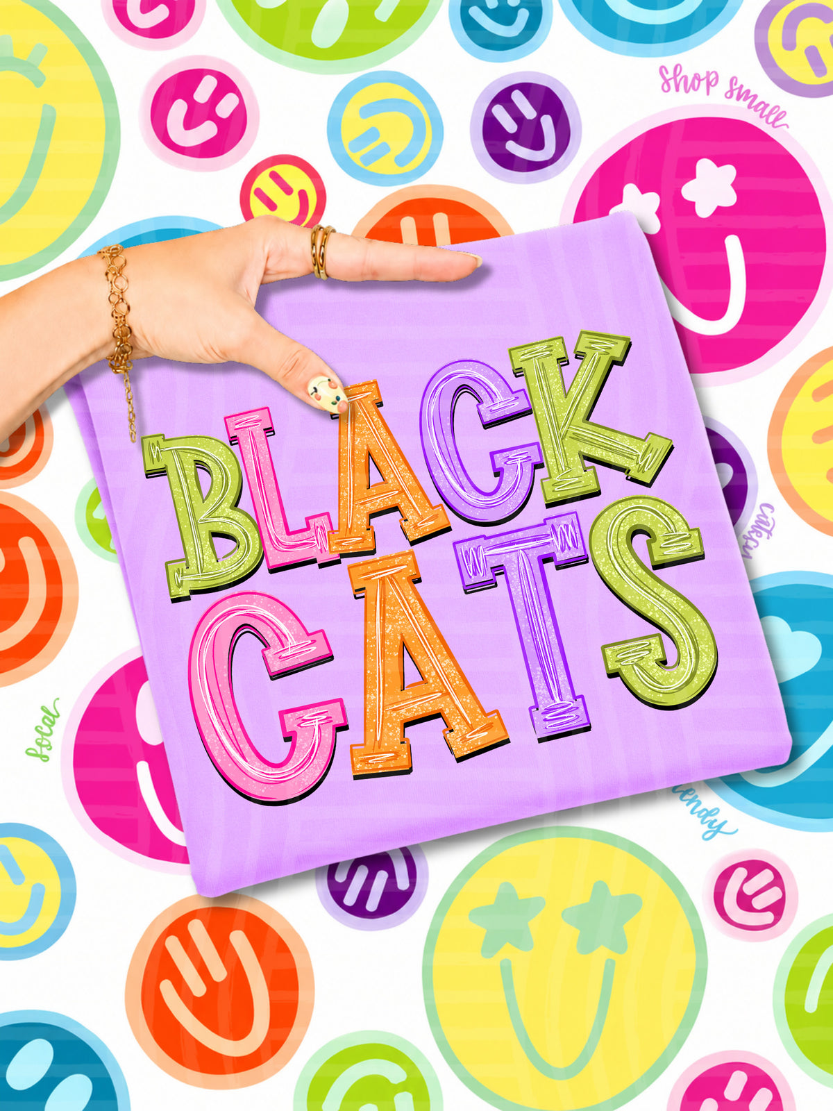 black cats simply colorful stacked (Caplinger) DTF Transfer