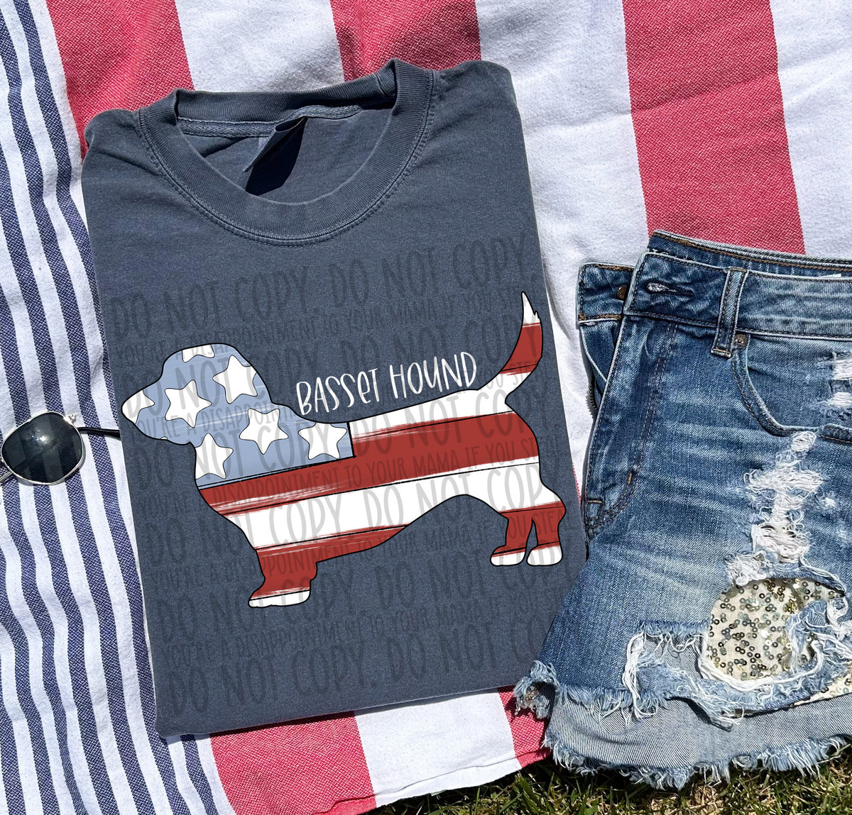 BASSET HOUND white (SWD) DTF transfer