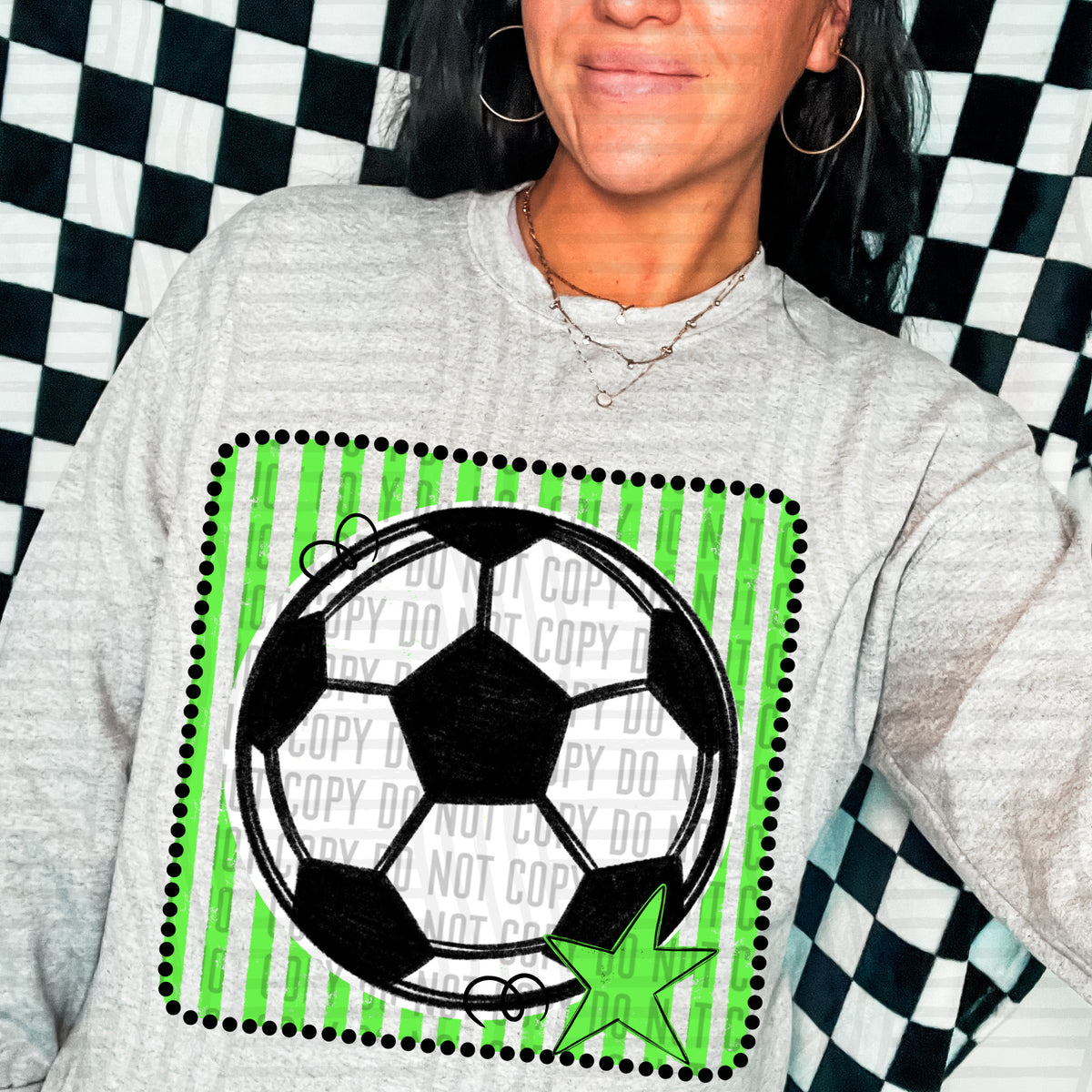 Soccer lime green striped frame (Caplinger) DTF transfer