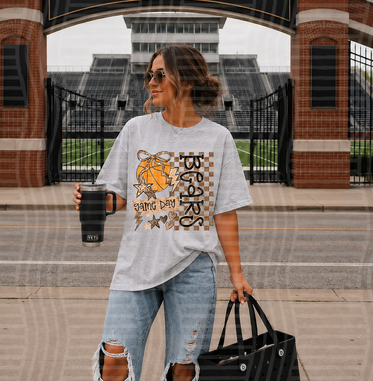 bears glittery gameday basketball (caplinger) DTF transfer