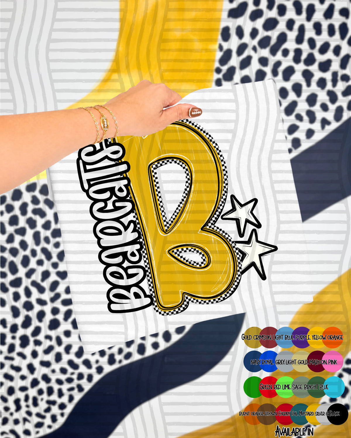Bearcats Checker Crush Yellow (Caplinger) DTF transfer
