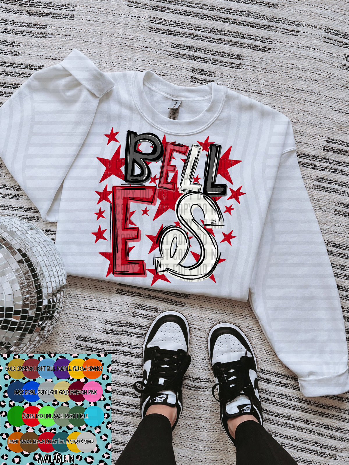 belles black white and red with red stars (Caplinger) DTF Transfer