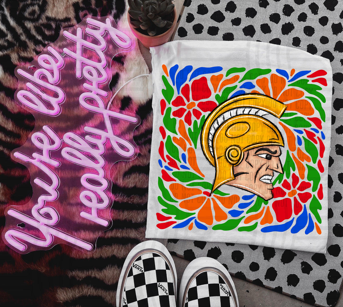 Yellow Trojan Retro Floral (Caplinger) 101123 DTF transfer