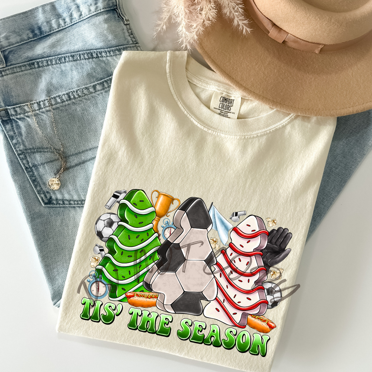 Tis' The Season Soccer Cupcake Tree (RD) DTF Transfer