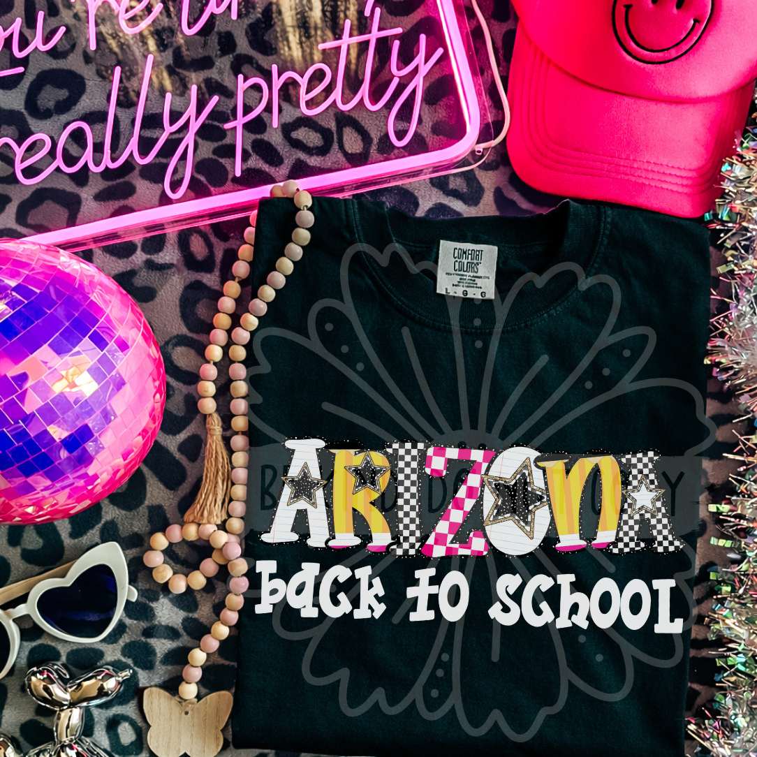 arizona back to school patterned letters (vehement) DTF Transfer
