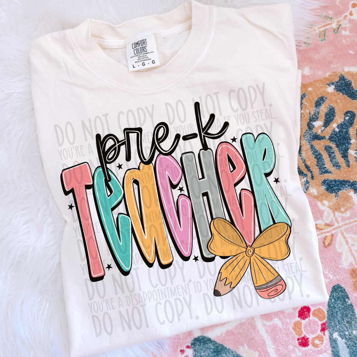 Pre-k teacher pencil bow (SWD) DTF transfer