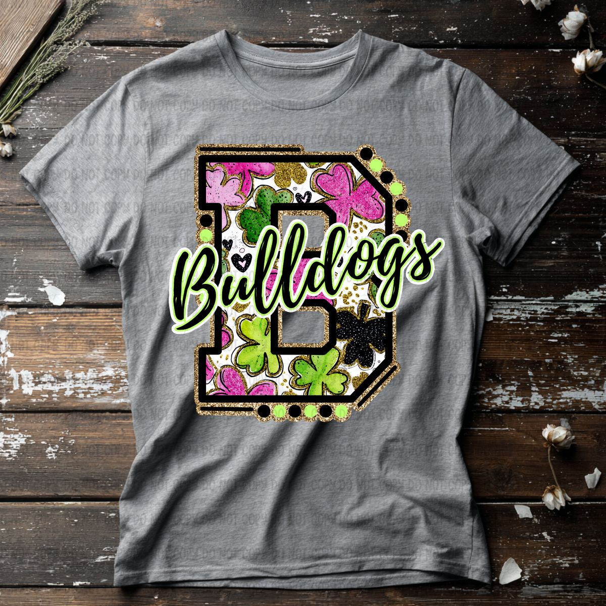 Bulldogs letter St. Patrick's Day PINK (Revel) DTF Transfer