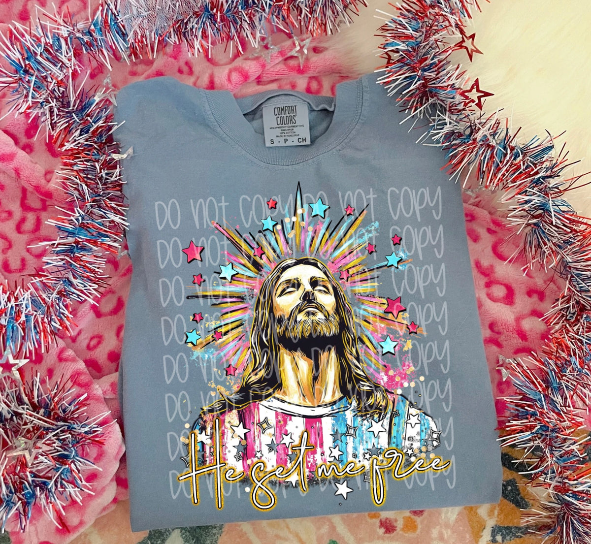 He set me free patriotic jesus (SSD) 106851 DTF transfer