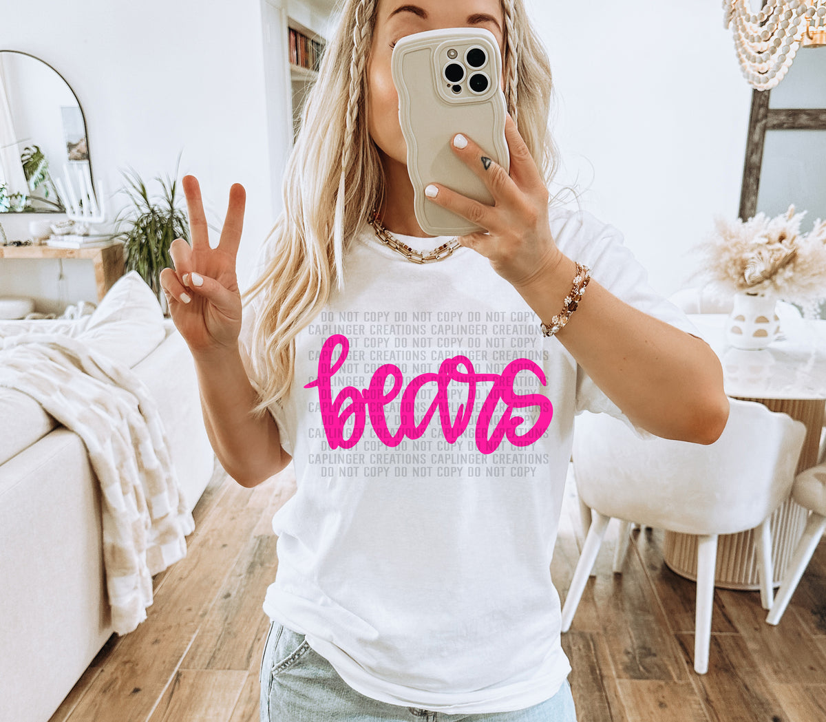 Bears Pink Hand Lettering (Caplinger) DTF transfer