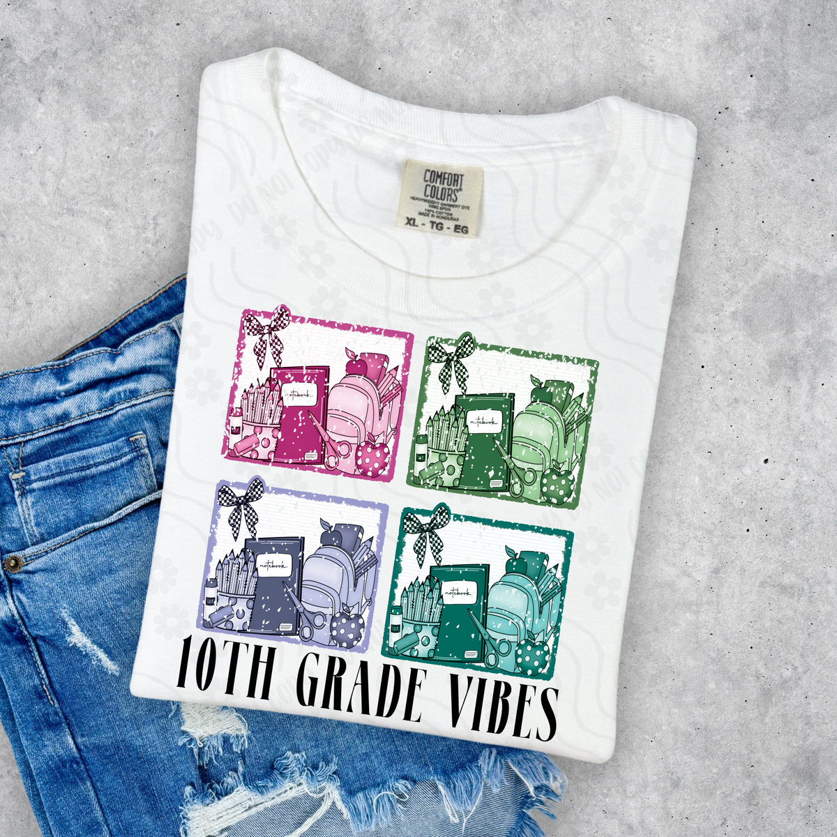 10th Grade Vibes - Pastel Backpack And School Supplies 108277 DTF transfer