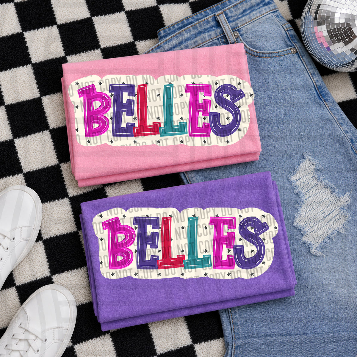 belles bubble around letters with small stars (Caplinger) DTF Transfer