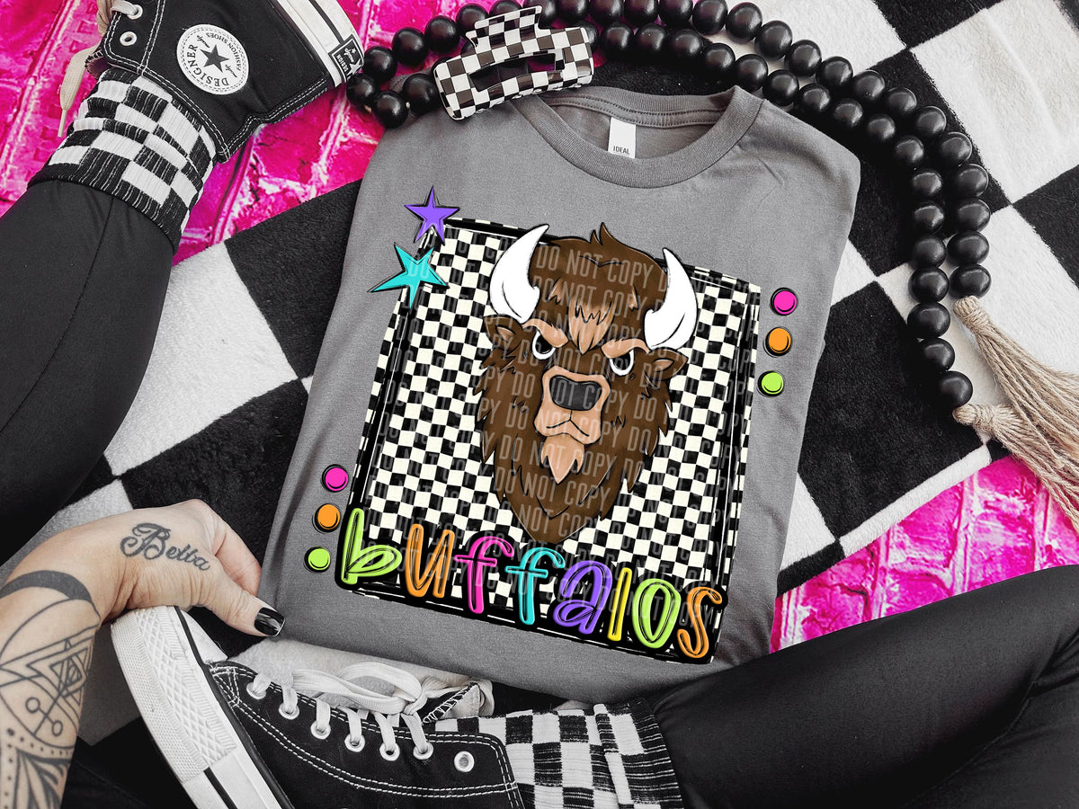 Checkered Preppy Bright Buffalos (Caplinger) DTF transfer