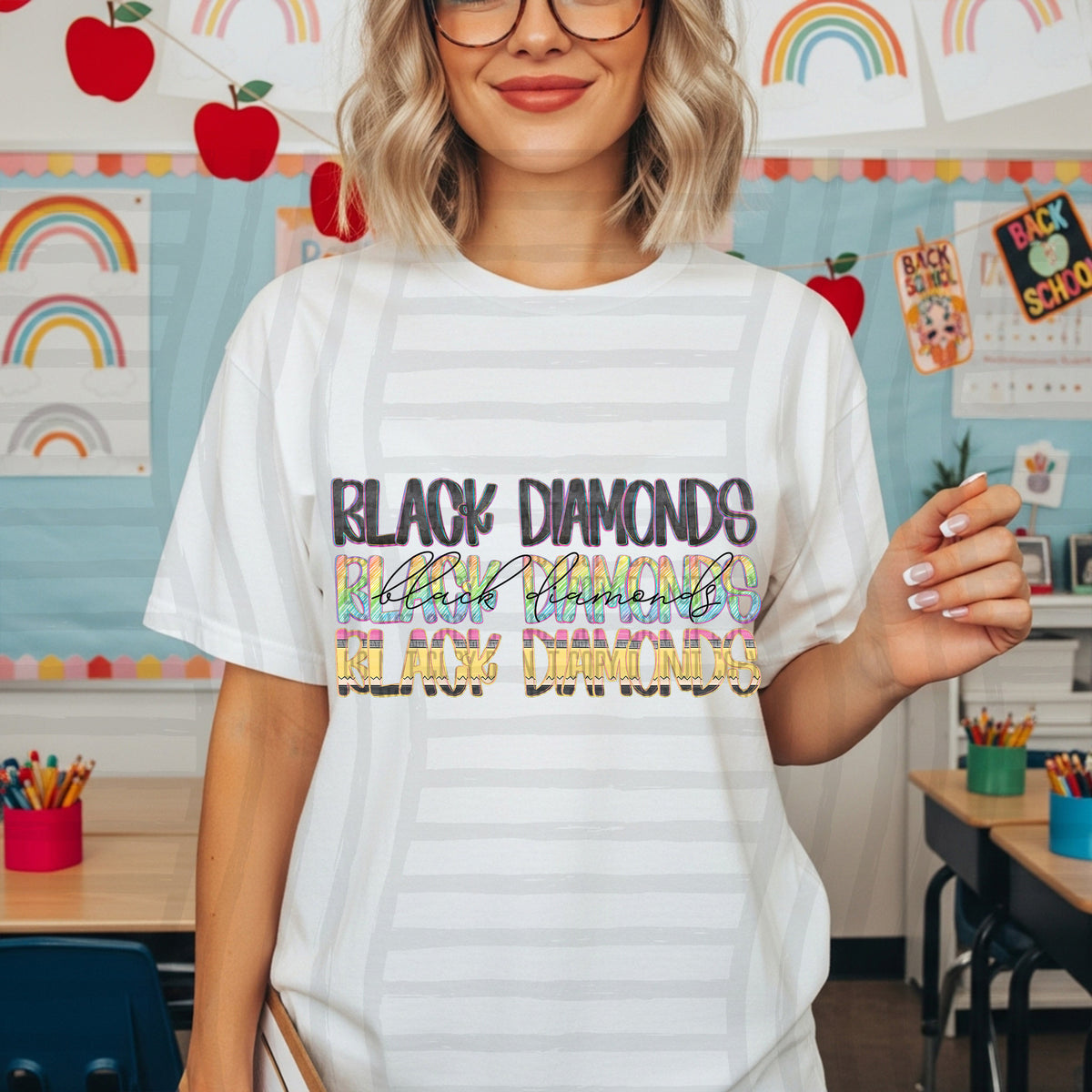 black diamonds crayon cutie stacked (Caplinger) DTF Transfer