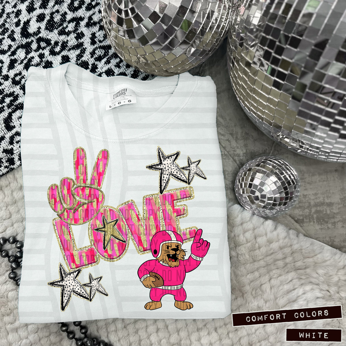 Pink Peace Love WILDCAT (Caplinger) 101874 DTF transfer