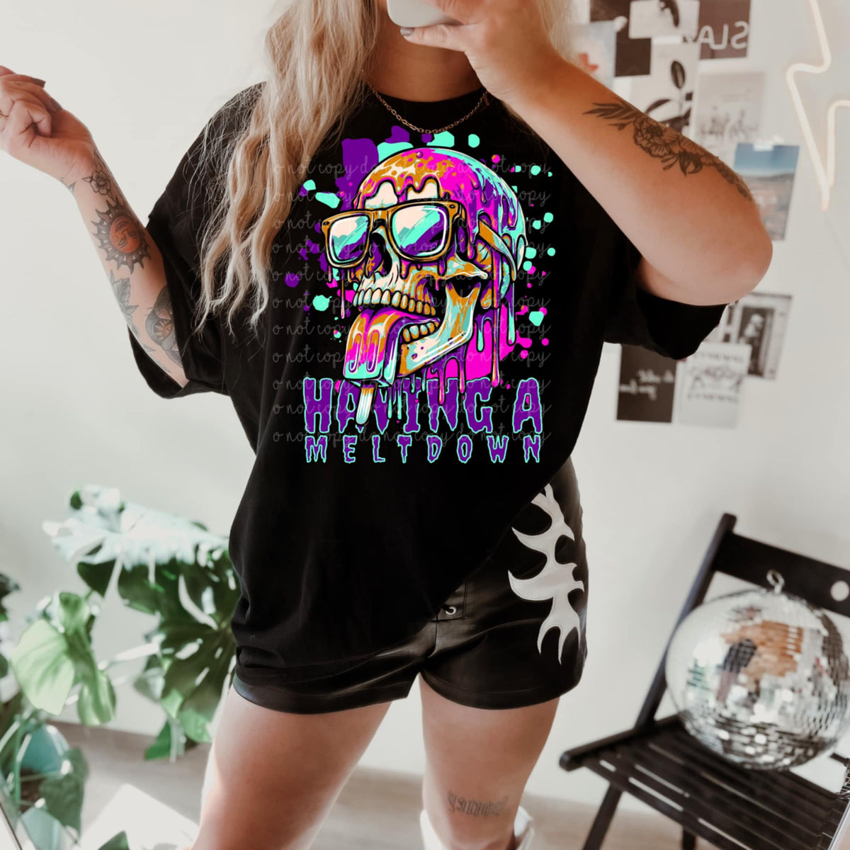 Having a meltdown skull (MMD) 85285 DTF transfer