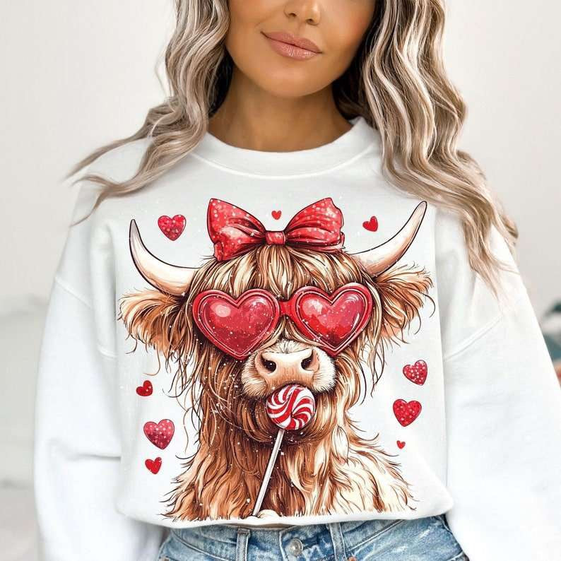 Valentine cow with specs 80921 DTF transfer