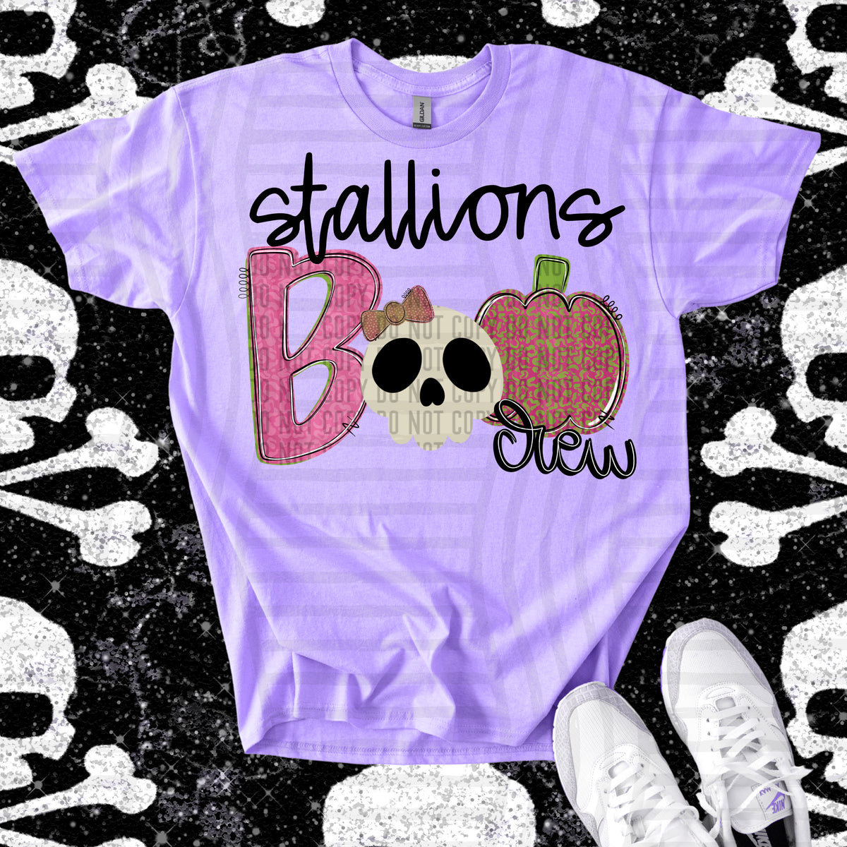 stallions boo crew skull and apple (Caplinger) DTF Transfer