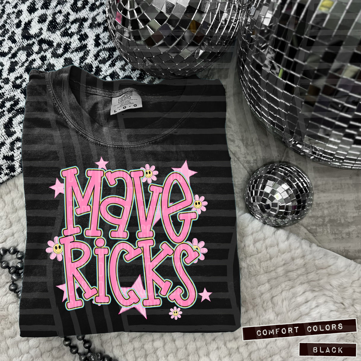 Mavericks Pink Flowers And Stars 104986 DTF transfer