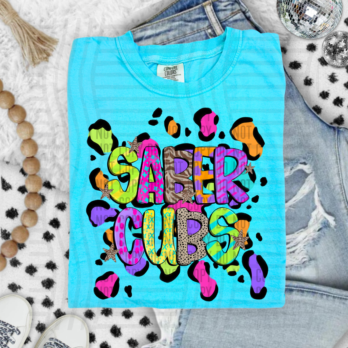 saber cubs Funky Mix Up Leopard Mascot (Caplinger) DTF transfer