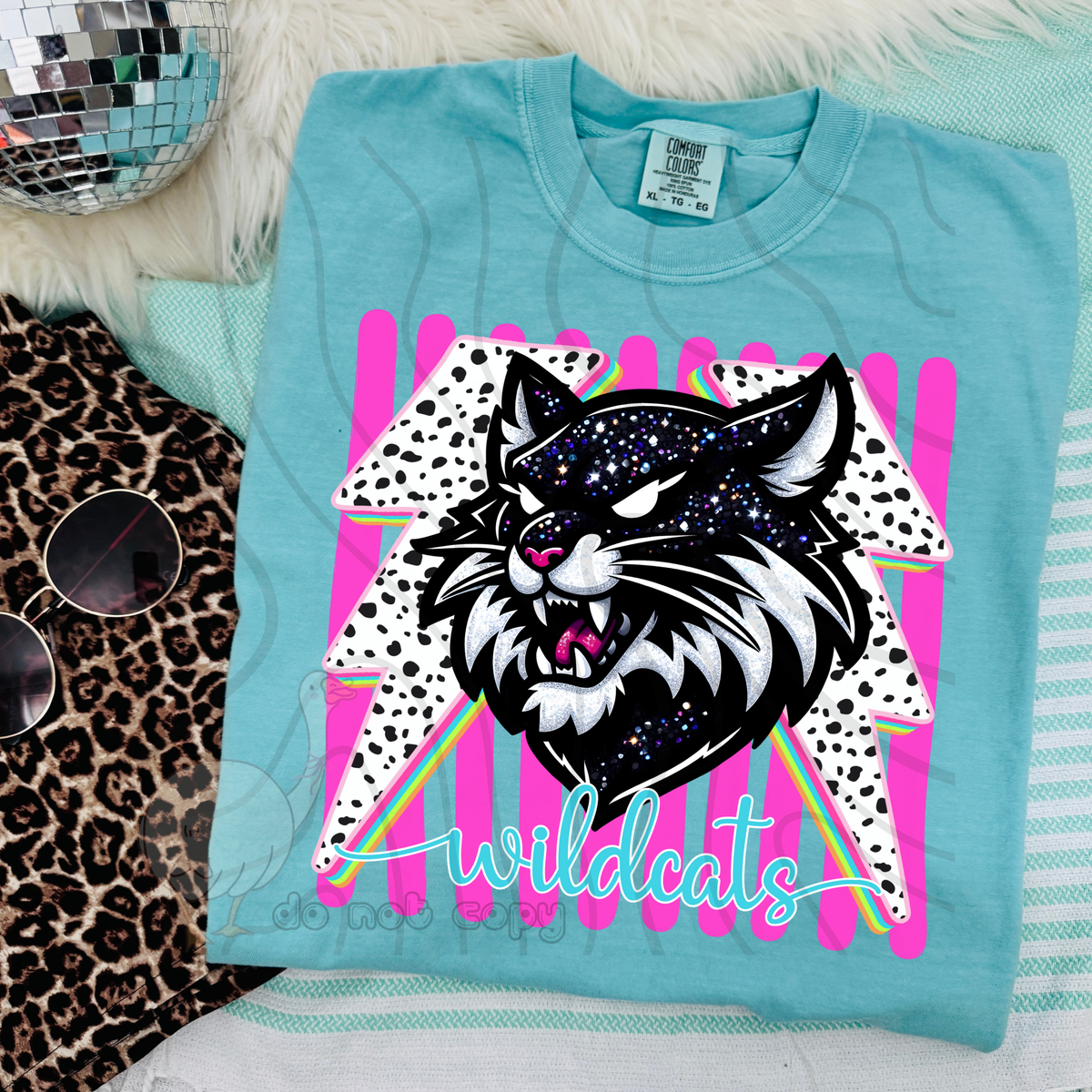 Wildcats Preppy Bling Mascot (DKDBK) DTF transfer