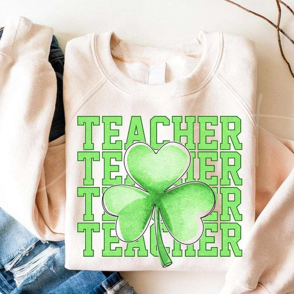 Teacher stacked clover 75982 DTF transfer