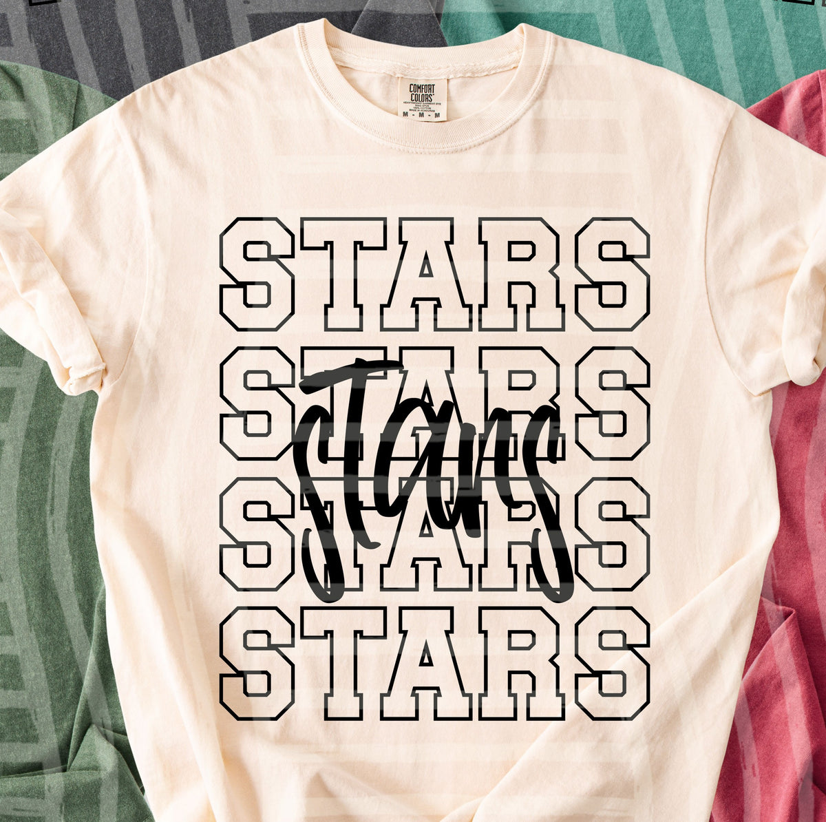 stars simple stacked outlines (Caplinger) DTF Transfer