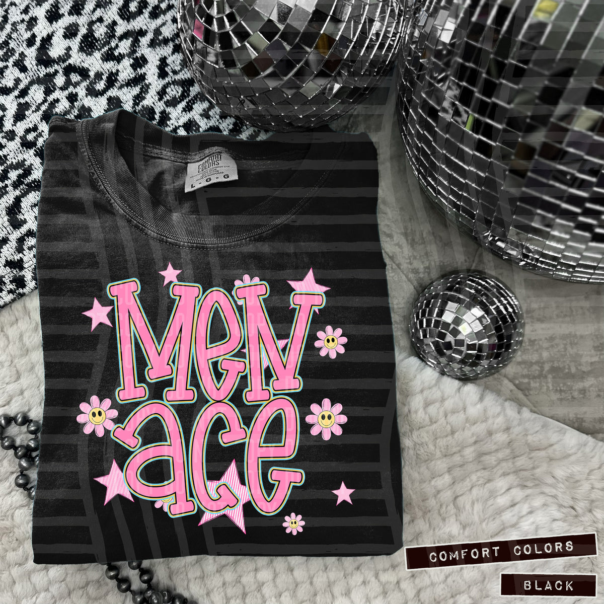 Menace Pink Flowers And Stars 104987 DTF transfer