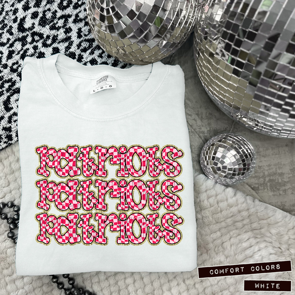 PATRIOTS stacked pink checkered (Caplinger) DTF transfer