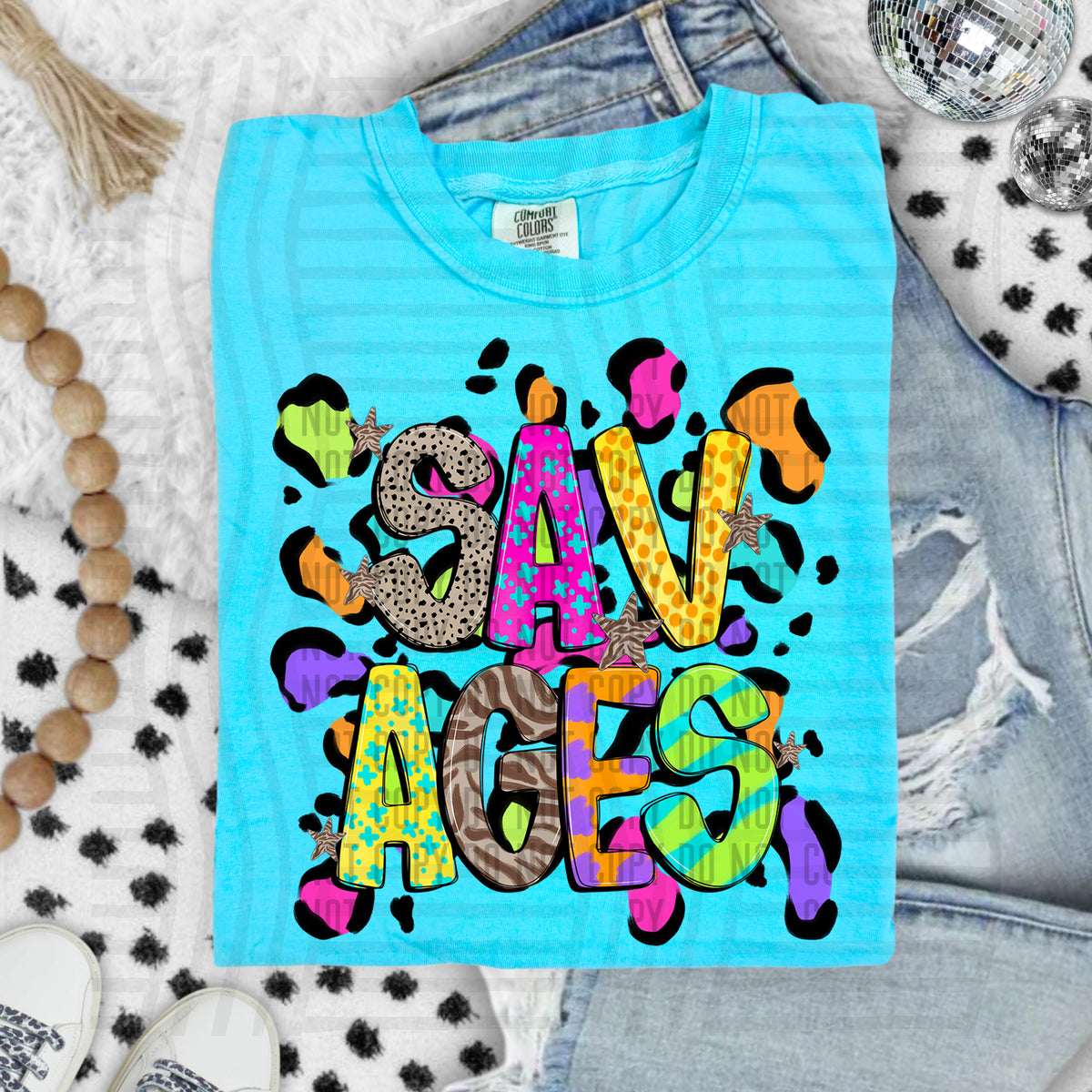 Savages Funky Mix Up Leopard Mascot (Caplinger) DTF transfer