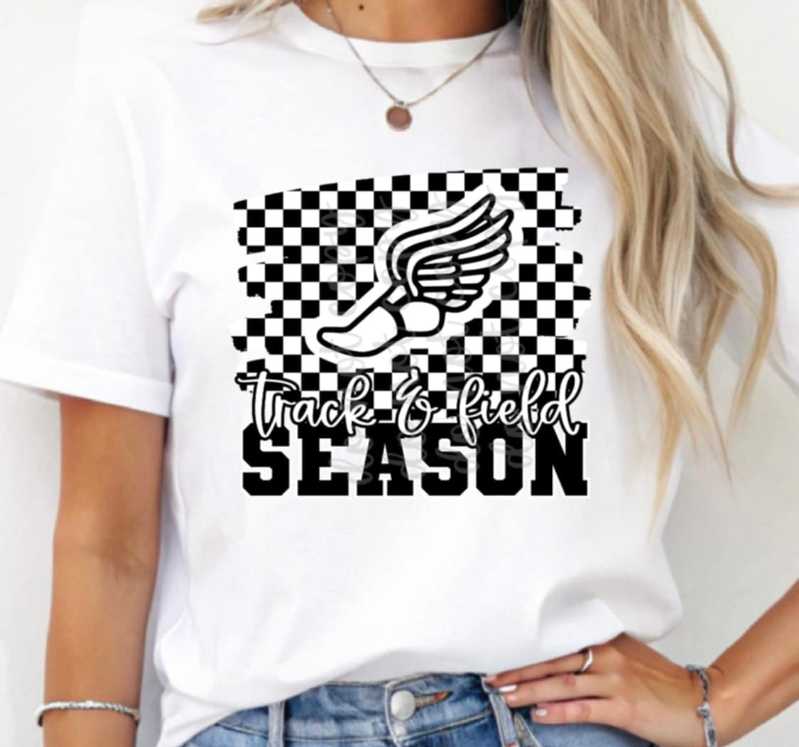 Track & field season checkered background (Parker) 96942 DTF transfer