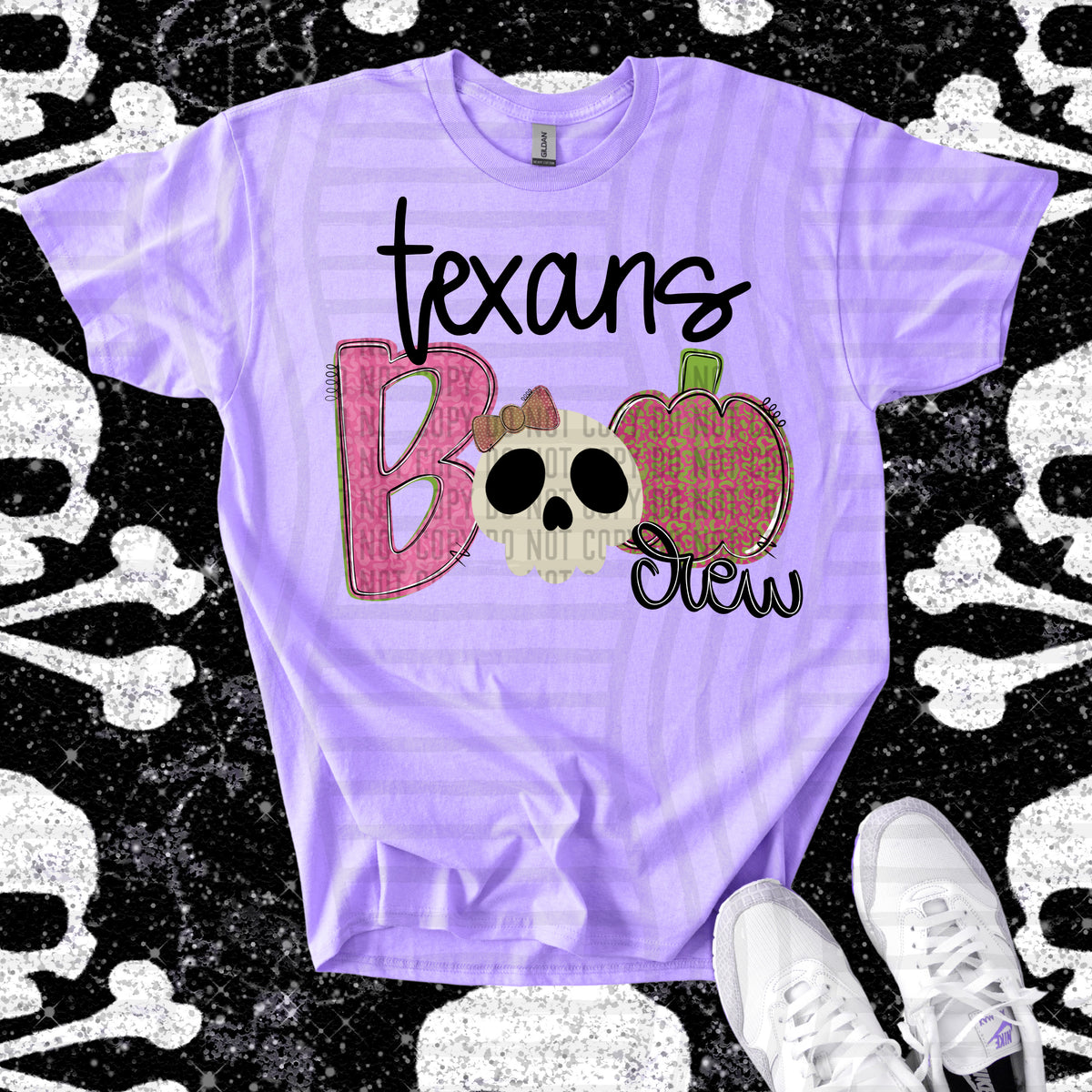 texans boo crew skull and apple (Caplinger) DTF Transfer
