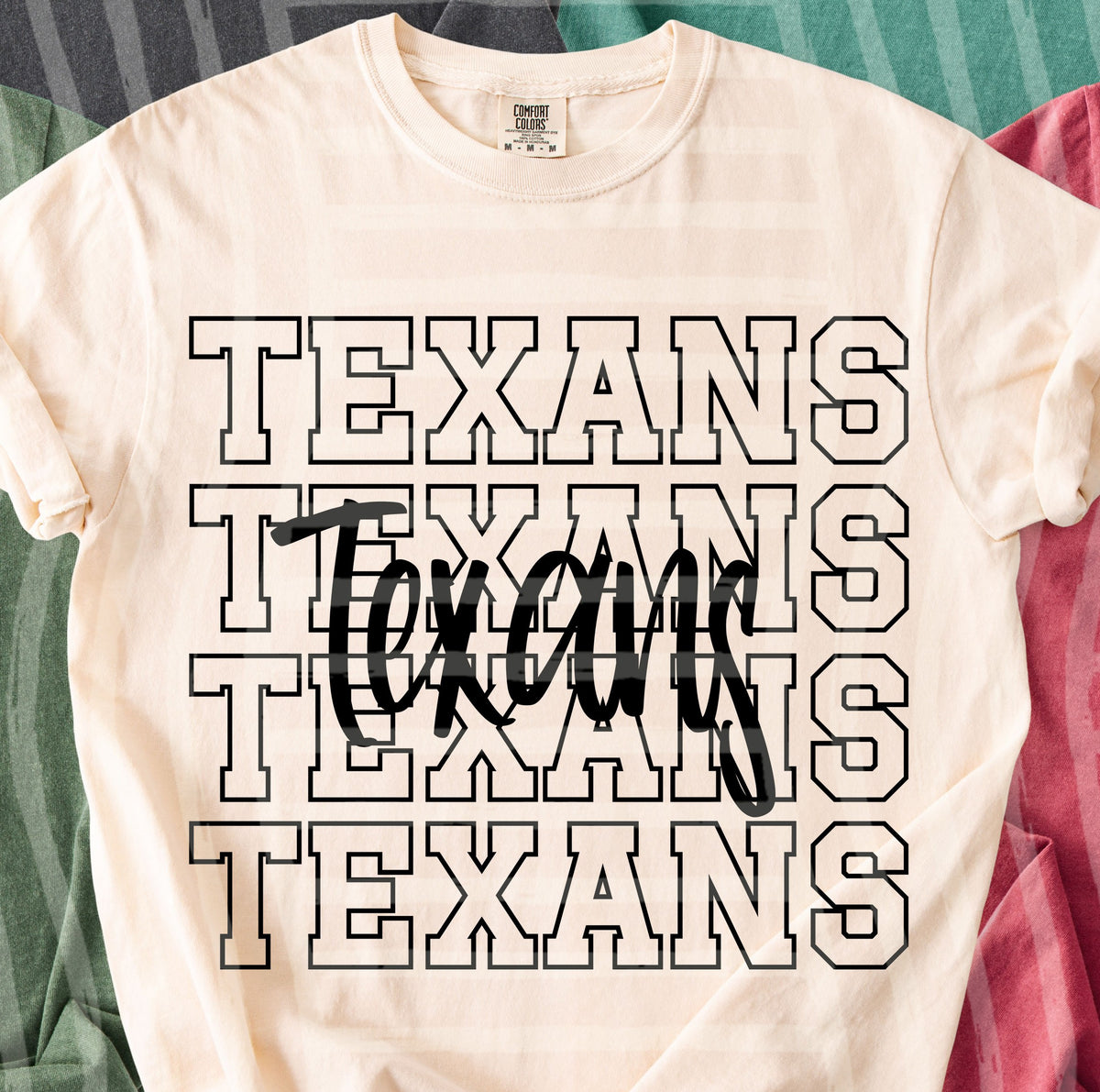 texans simple stacked outlines (Caplinger) DTF Transfer
