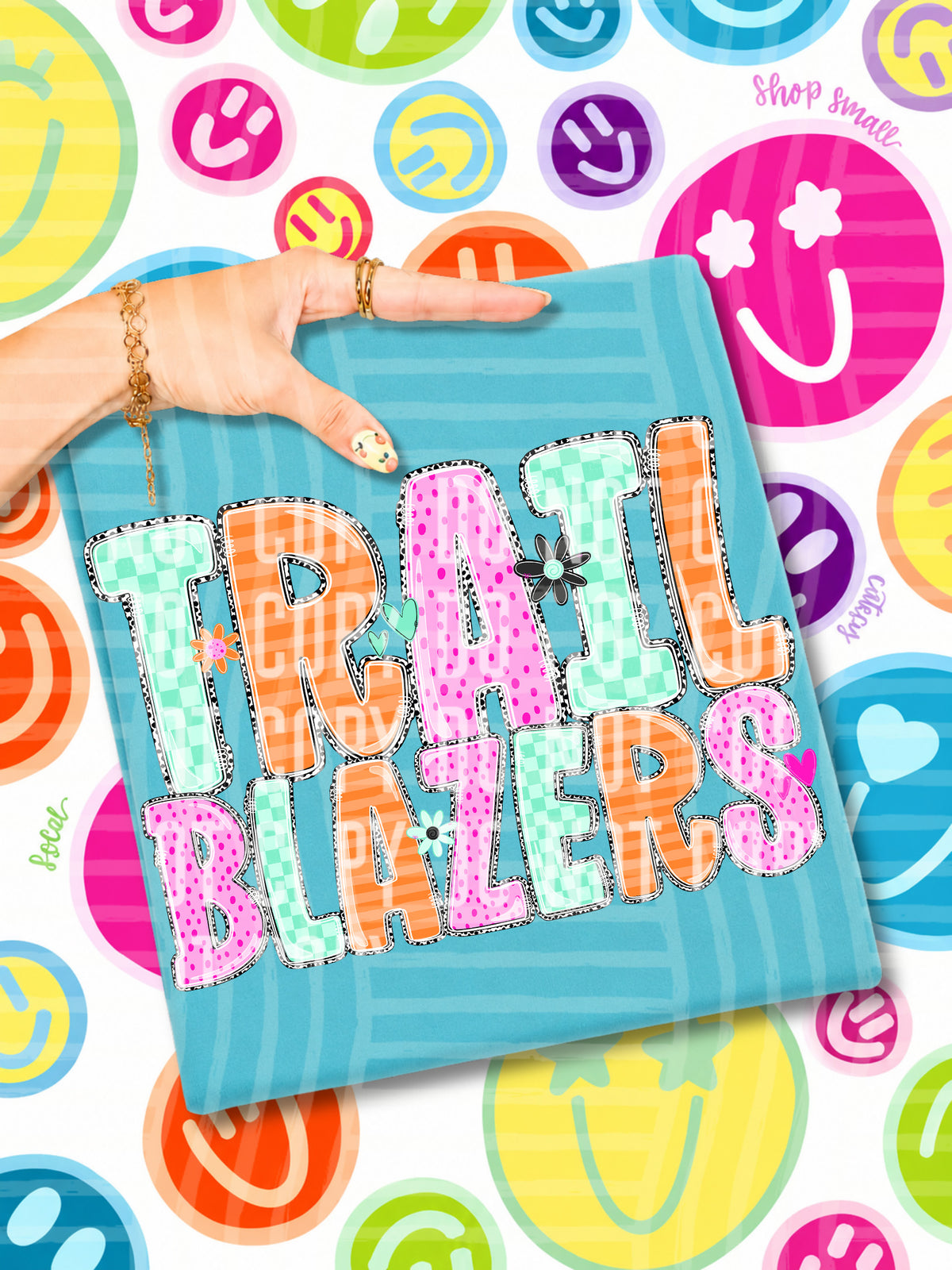 trail blazers 22 happy blooms (caplinger) DTF transfer