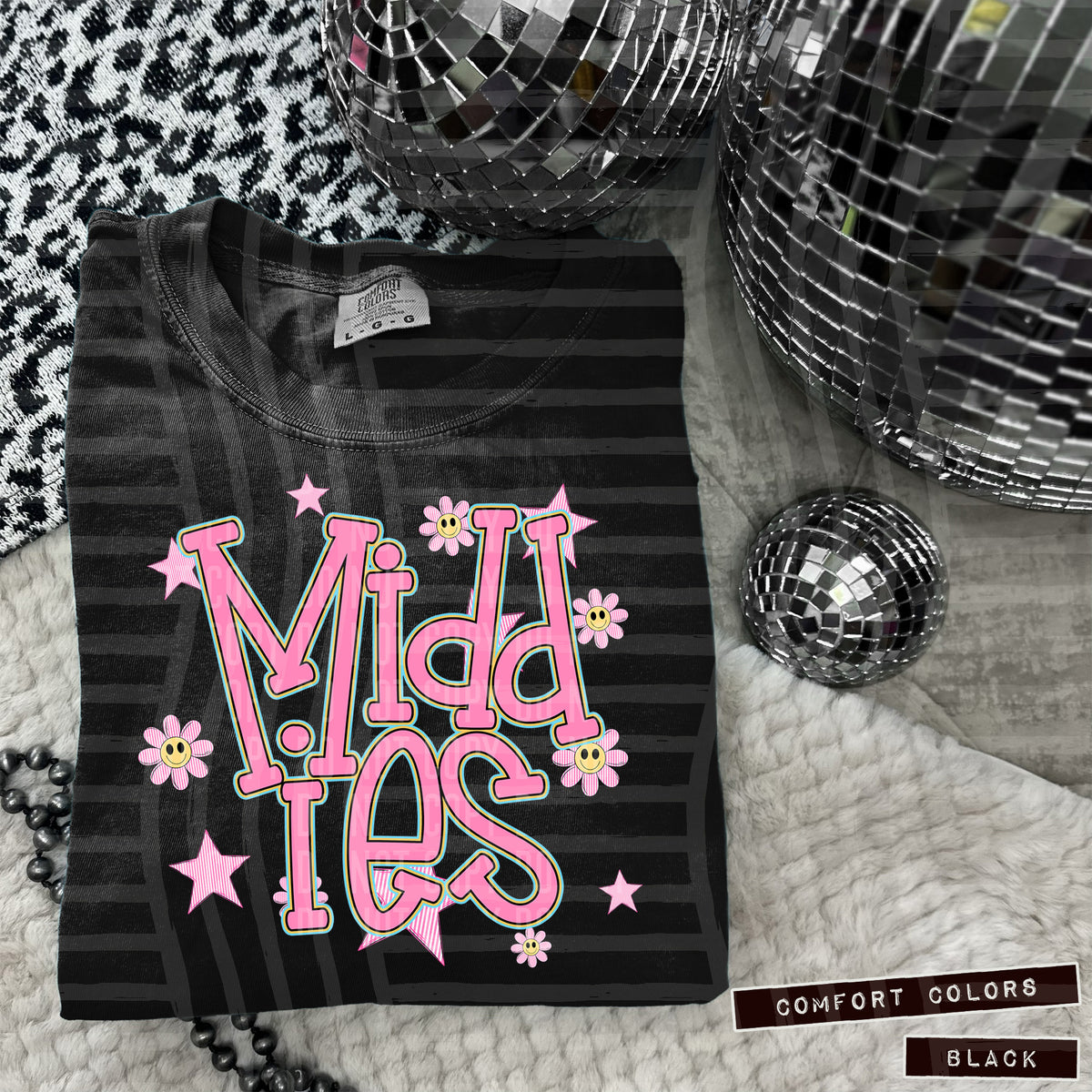 Middies Pink Flowers And Stars 104988 DTF transfer