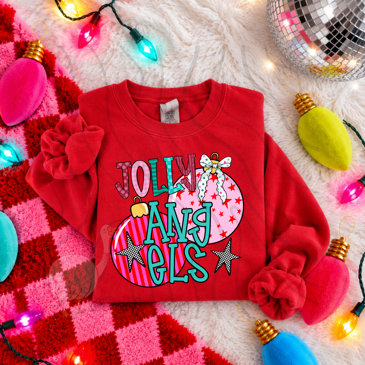 Jolly Angels pink ornaments (DKD) DTF Transfer