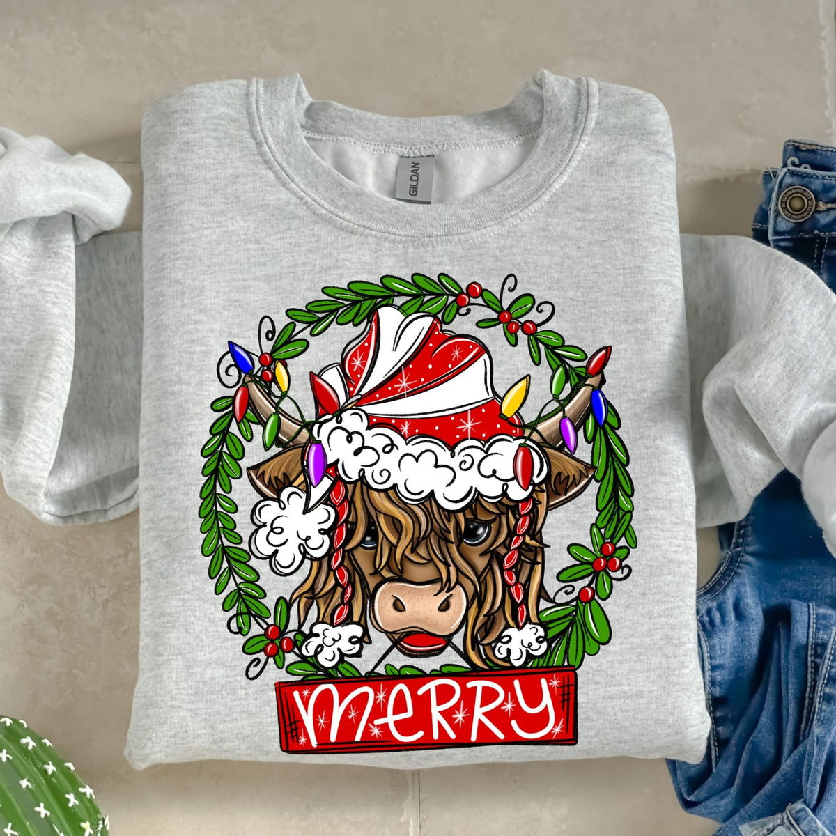 Highland Cow Merry-38626-DTF transfer
