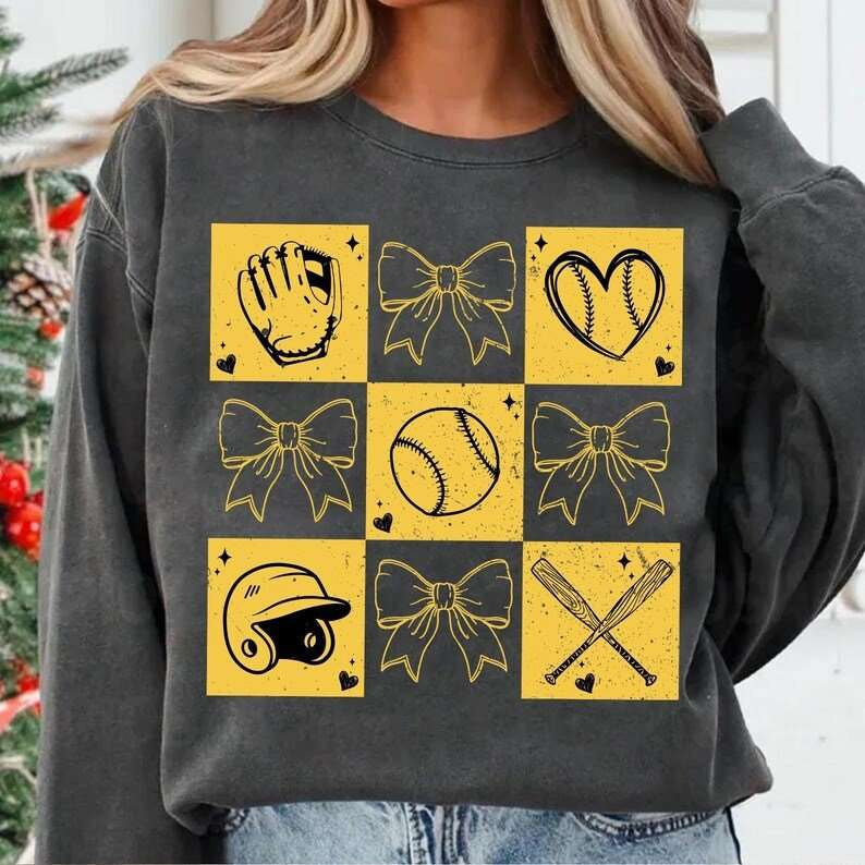 Yellow checkered softball collage 84378 DTF transfer