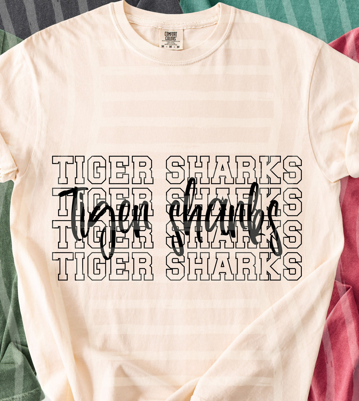 tiger sharks simple stacked outlines (Caplinger) DTF Transfer