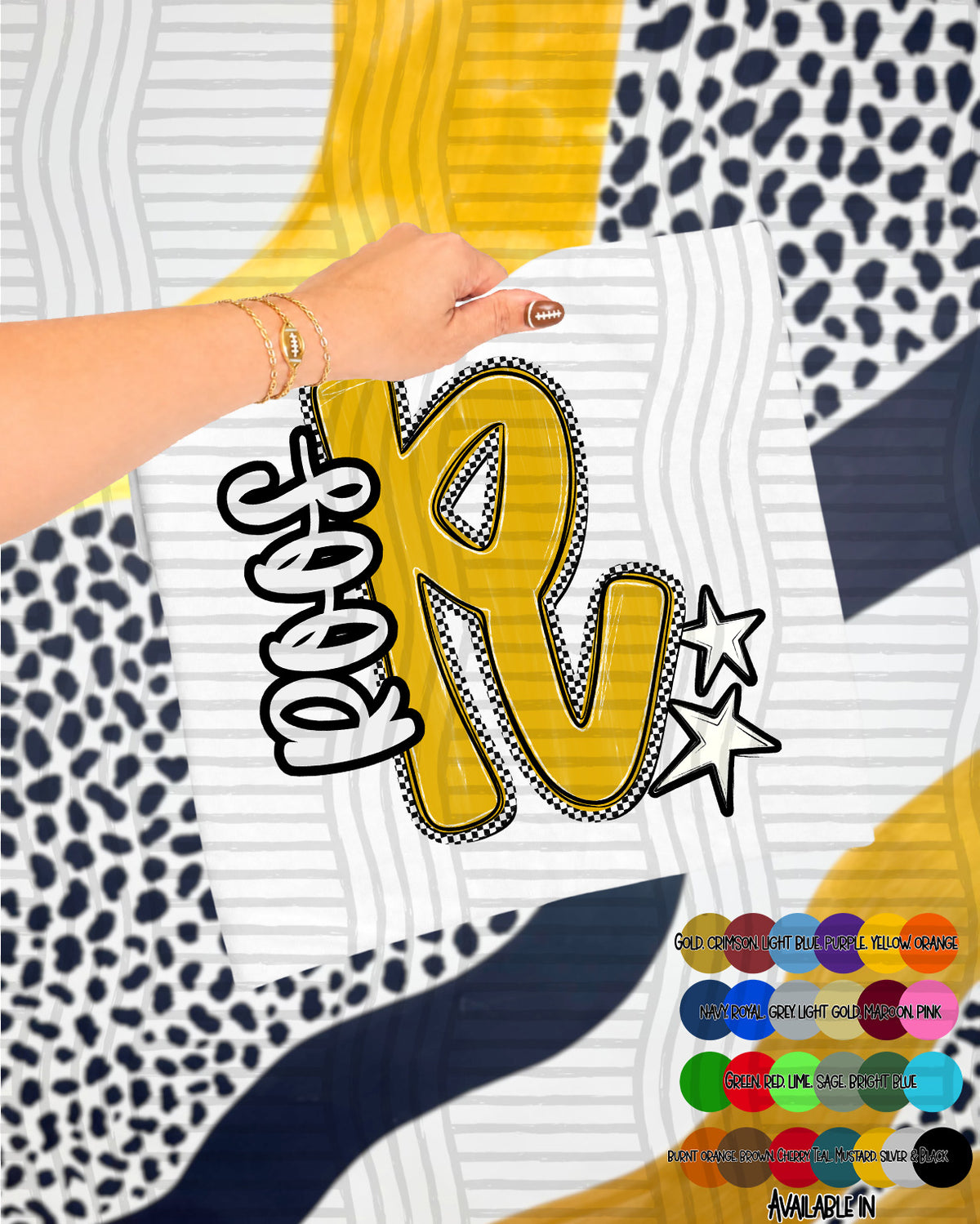 Roos Checker Crush Yellow (Caplinger) DTF transfer