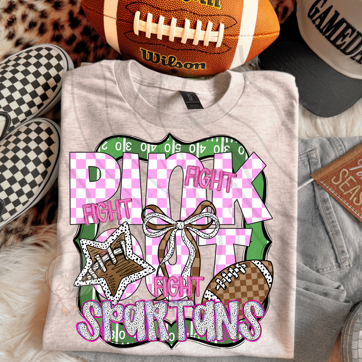 Spartans fight fight fight pink out (DKD) DTF transfer