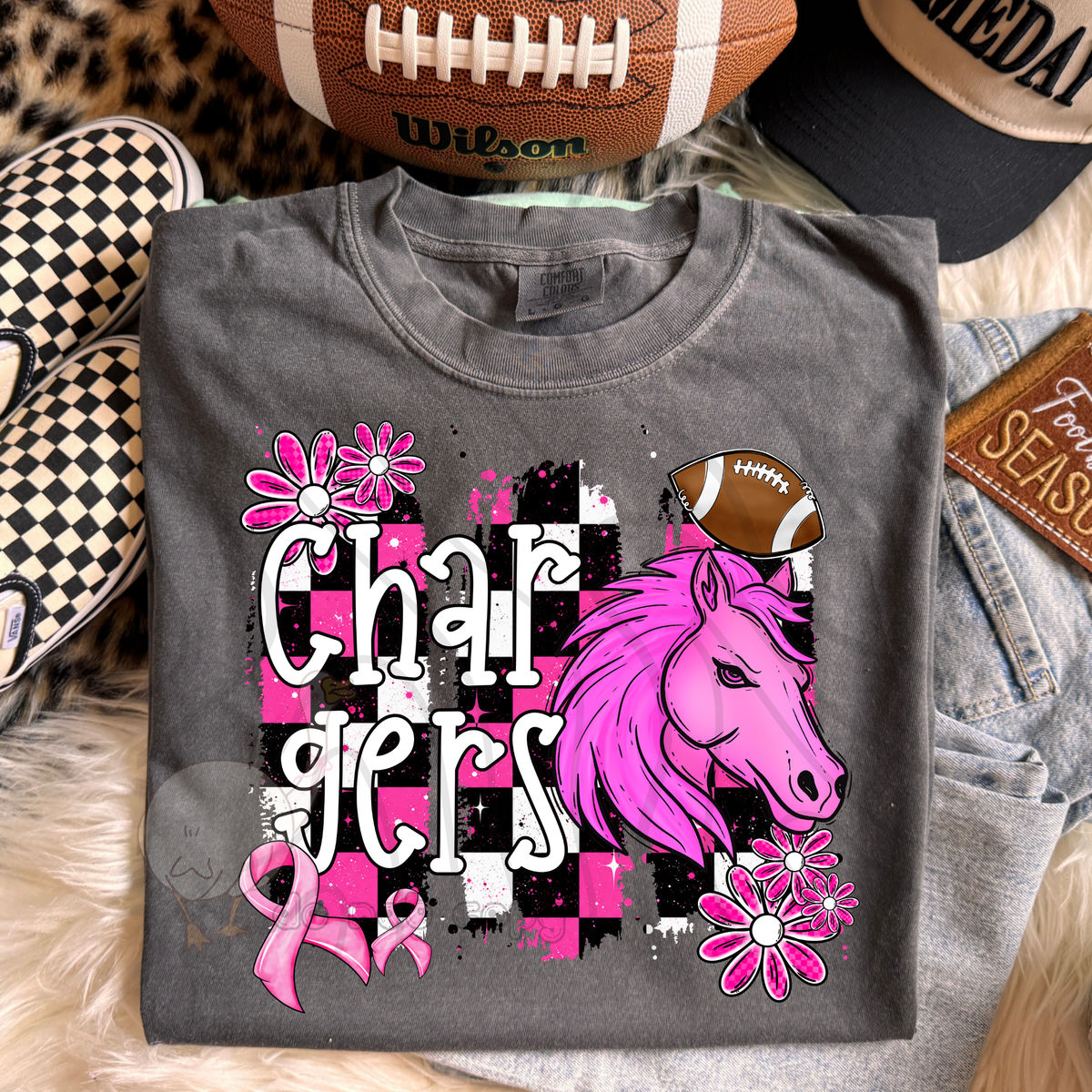 Chargers Pink Checker Mascot (DKD) DTF Transfers