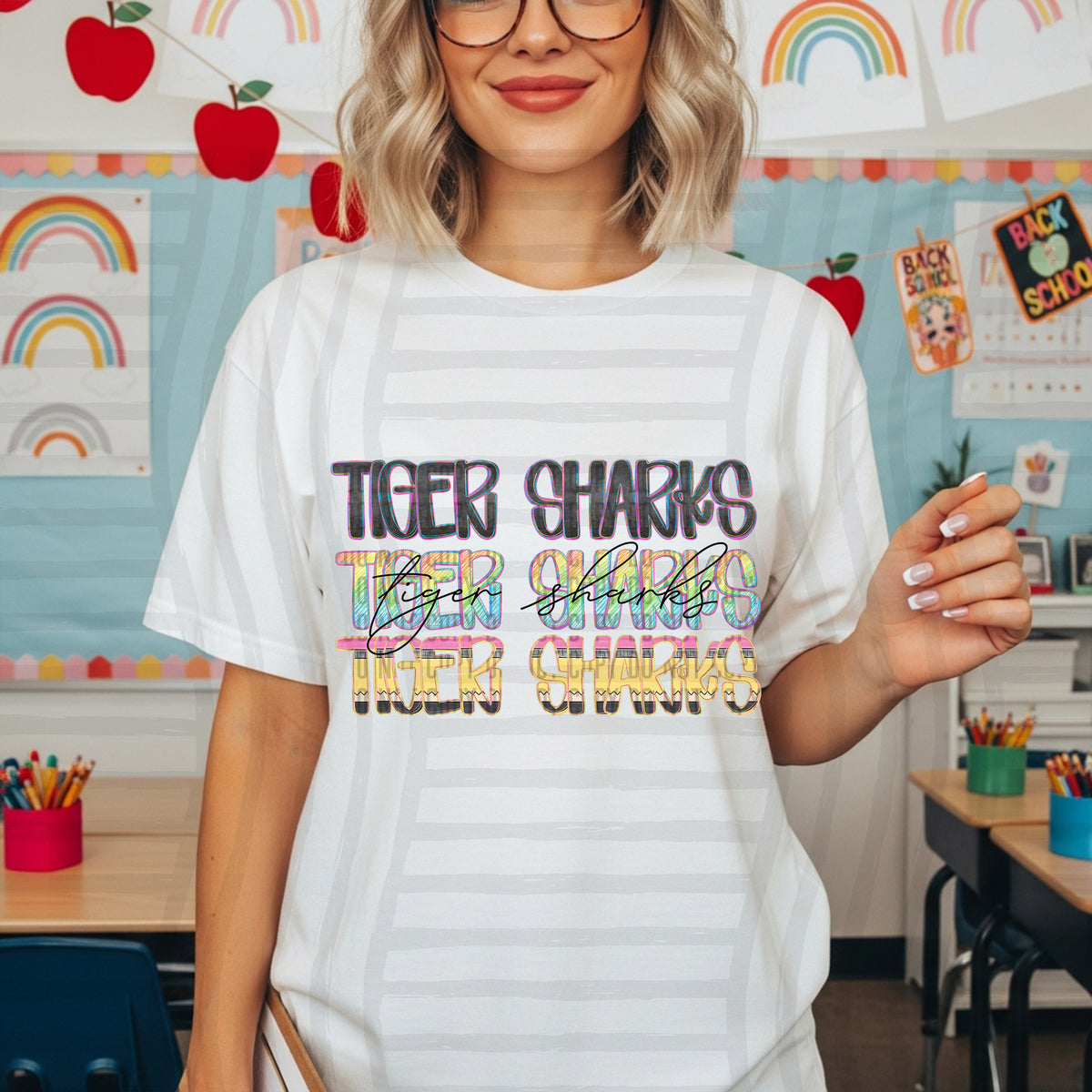 tiger sharks crayon cutie stacked (Caplinger) DTF Transfer