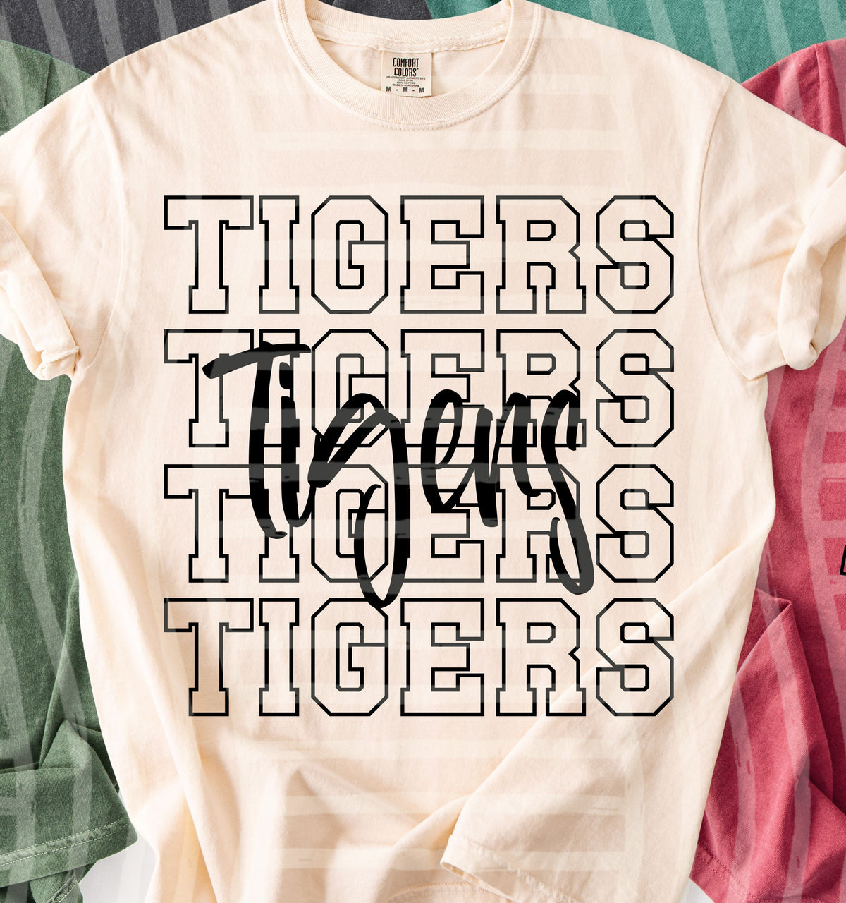 tigers simple stacked outlines (Caplinger) DTF Transfer