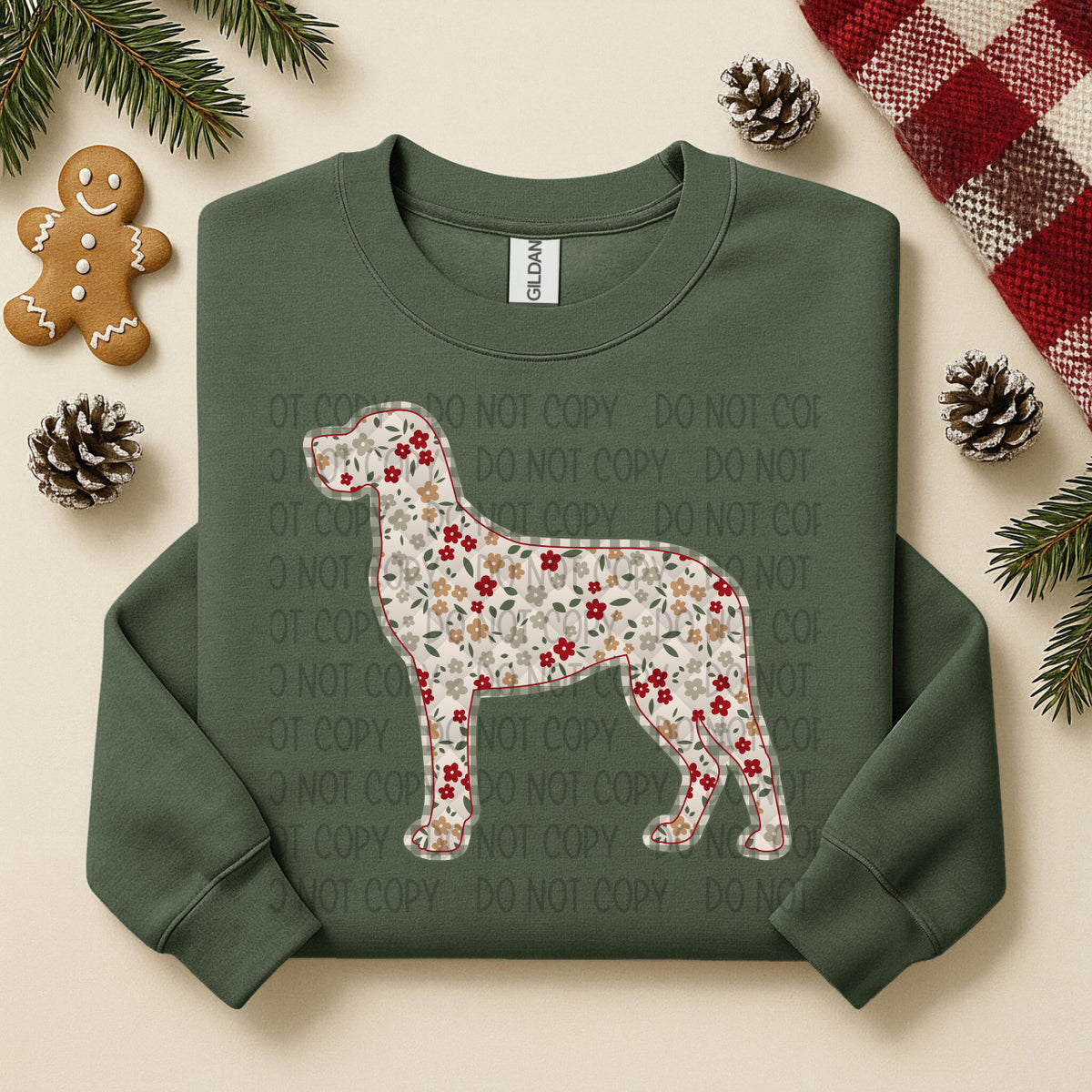 Great Dane Floppy Ears Docked Tail Floral (SWD) DTF TRANSFER