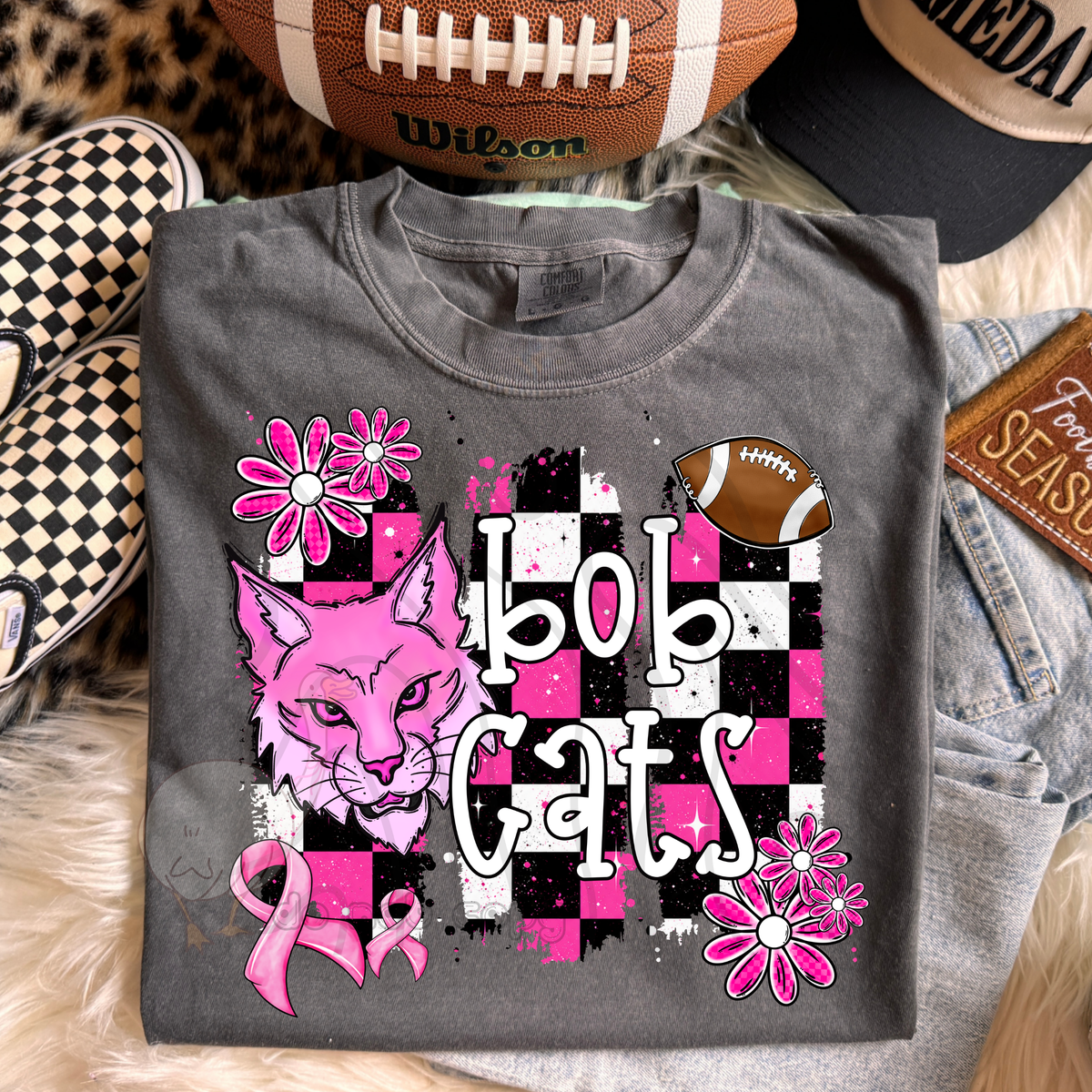 Bobcats Pink Checker Mascot (DKD) DTF Transfers