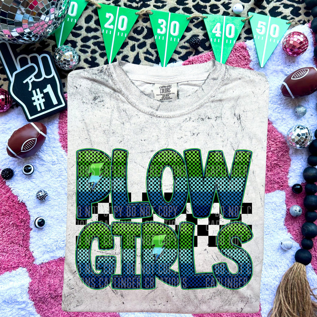 Plowgirls Blue and Green Checkered (Caplinger) DTF transfer