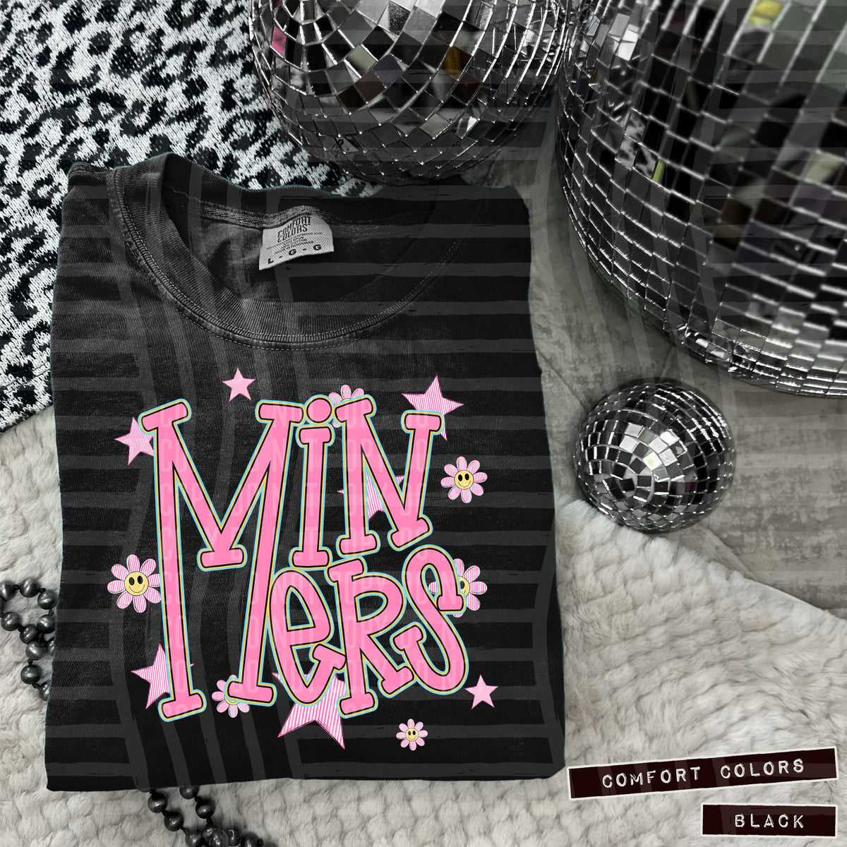 Miners Pink Flowers And Stars 104991 DTF transfer